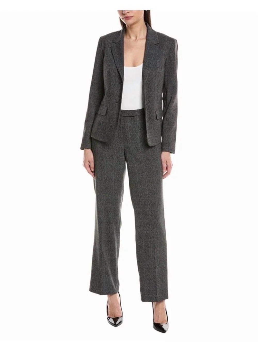 NWT LE SUIT QUEBEC GRAY STONE STRAIGHT LEG PANT SUIT SET SIZE 4